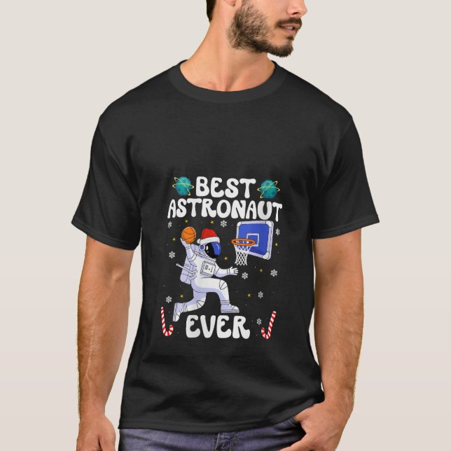Camiseta Womens Best Astronaut Ever Christmas Basketball Ho (Anverso)