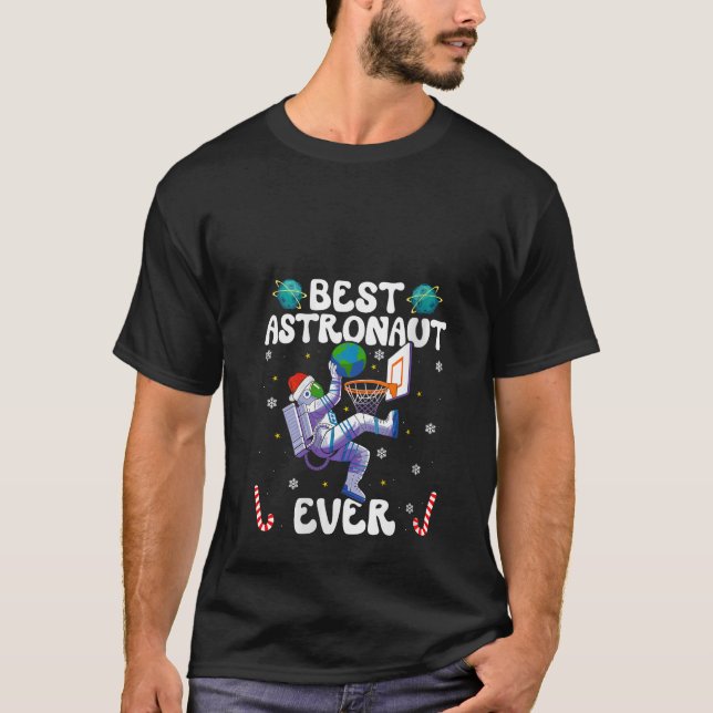 Camiseta Womens Best Astronaut Ever Christmas Basketball Ho (Anverso)