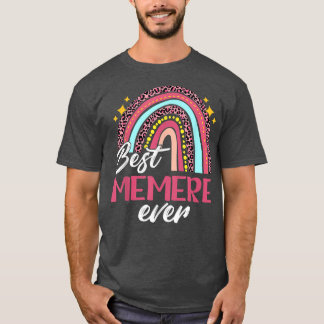 Camiseta Womens Best Memere Ever Leopard Rainbow Funny Moth
