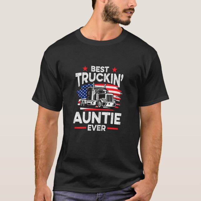 Camiseta Womens Best Truckin' Auntie Ever  Americian Trucke (Anverso)
