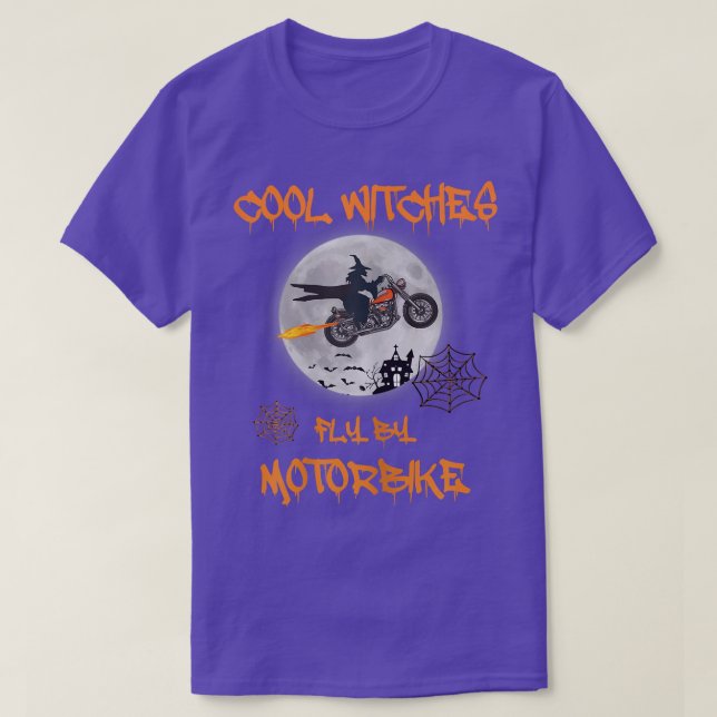 Camiseta Womens Biker Lady, Cool witches fly by motorbike,  (Diseño del anverso)
