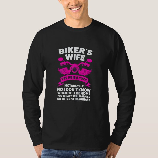 Camiseta Womens Biker's Wife Yes  He Is A Cool Motorcycle M (Anverso)