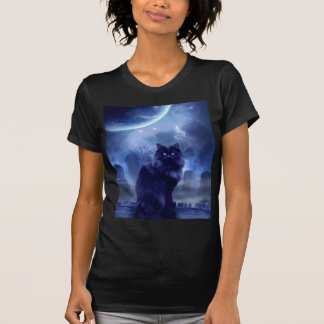 Camiseta women's black cat and moon t-shirt