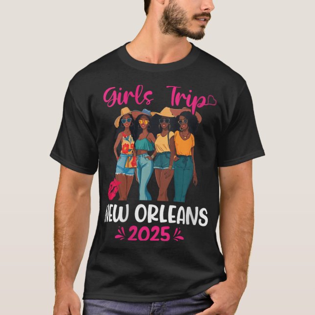 Camiseta Womens Black Girls Trip New Orleans 2025 Vacation  (Anverso)