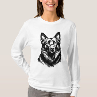Camiseta Women's Black GSD Long Sleeve White Tee