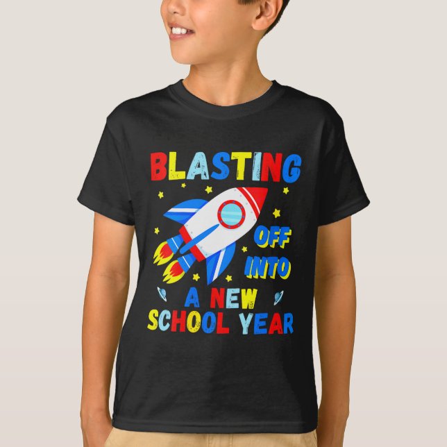 Camiseta Womens Blasting Off Into A New School Year Cute Ro (Anverso)