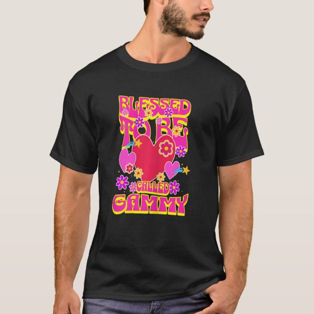 Camiseta Womens Blessed To Be Called Gammy Heart Groovy Flo (Anverso)