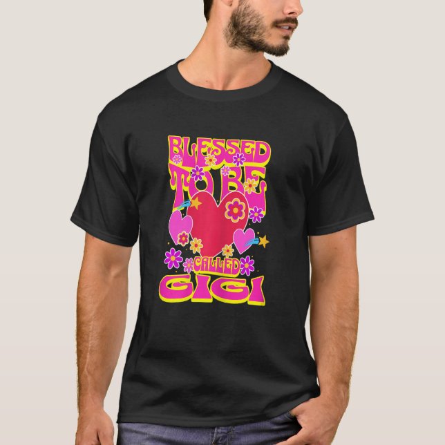 Camiseta Womens Blessed To Be Called Gigi Heart Groovy Flow (Anverso)