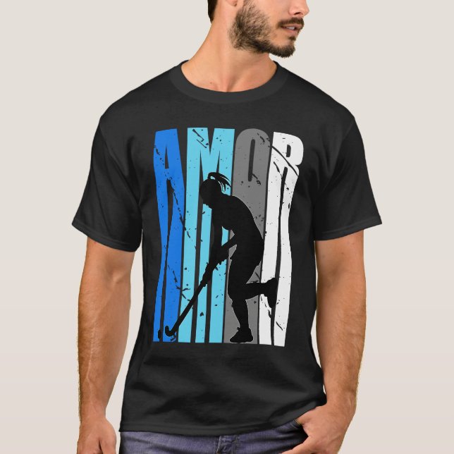 Camiseta Womens Blue Amor Hockey Season Fan Girl College St (Anverso)