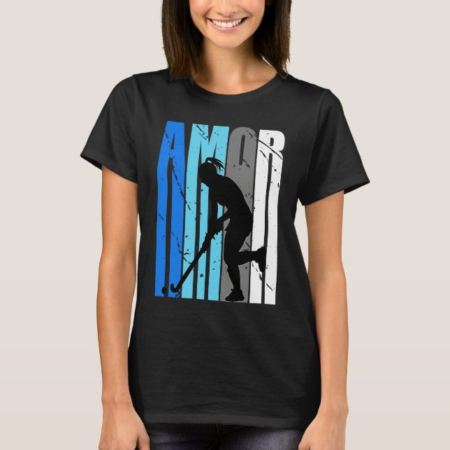 Camiseta Womens Blue Amor Hockey Season Fan Girl College St (Anverso)