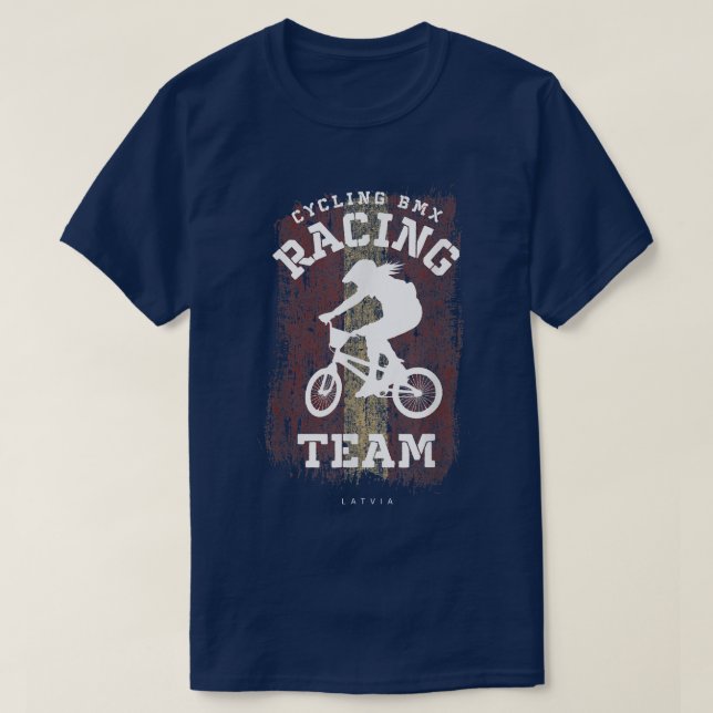 Camiseta Womens BMX Bike Latvia Flag Biking Cycling Racing  (Diseño del anverso)