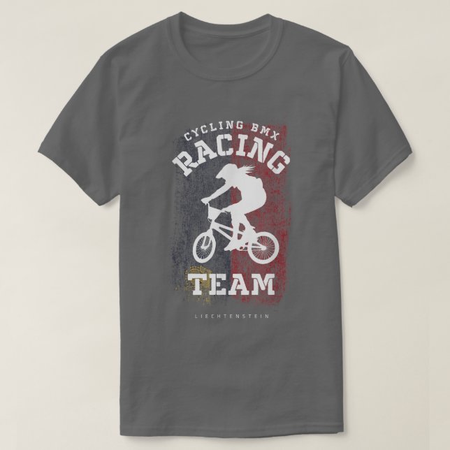 Camiseta Womens BMX Bike Liechtenstein Flag Biking Cycling  (Diseño del anverso)