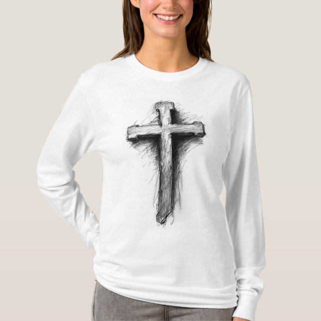 Camiseta Women's Bold Christian Cross Long Sleeve Tee (Anverso)
