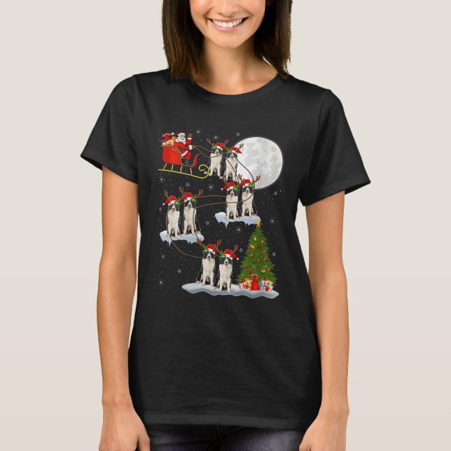 Camiseta Womens Border Collie Dog Santa Sleigh Flying Funny (Anverso)