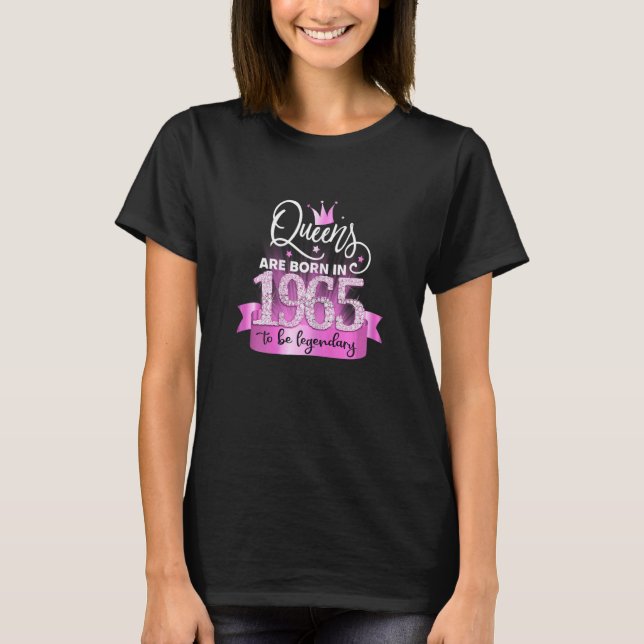 Camiseta Womens Born In 1965 I Elegant Pink Black Party Out (Anverso)