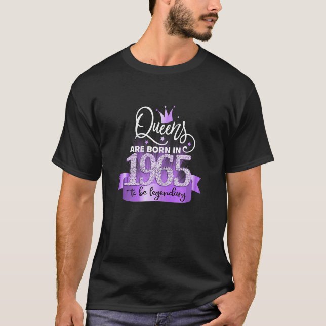 Camiseta Womens Born In 1965 I Elegant Purple Black Party O (Anverso)