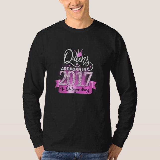 Camiseta Womens Born In 2017 I Elegant Pink Black Party Out (Anverso)