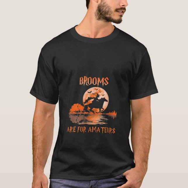 Camiseta Womens Brooms Are For Amateurs Horse Riding Funny  (Anverso)