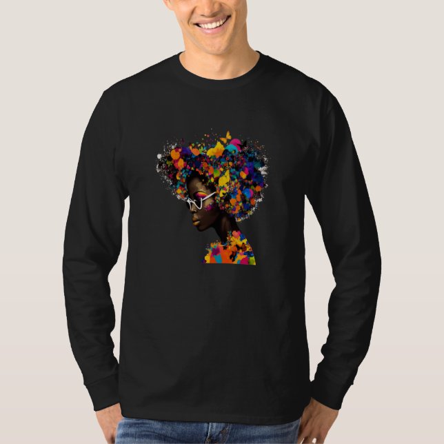 Camiseta Womens Butterflies Afro Black Women African Americ (Anverso)