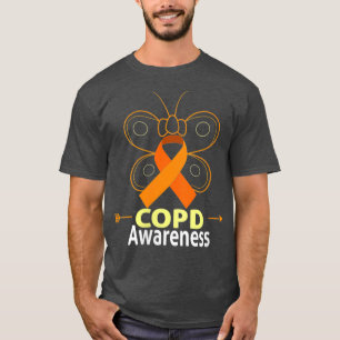 Camiseta Womens Butterfly Copd Orange Ribbon Copd Awareness
