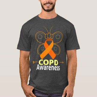 Camiseta Womens Butterfly Copd Orange Ribbon Copd Awareness