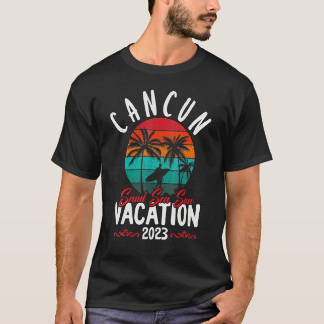 Camiseta Womens Cancun Mexico Vacation Beach Family Friend  (Anverso)