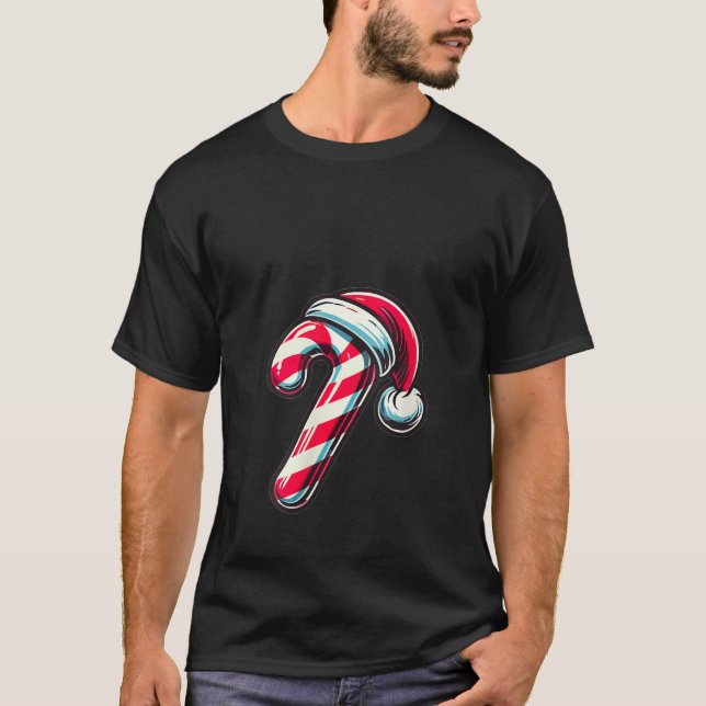 Camiseta Womens Candy Cane Christmas Sweets Xmas V Neck  (Anverso)