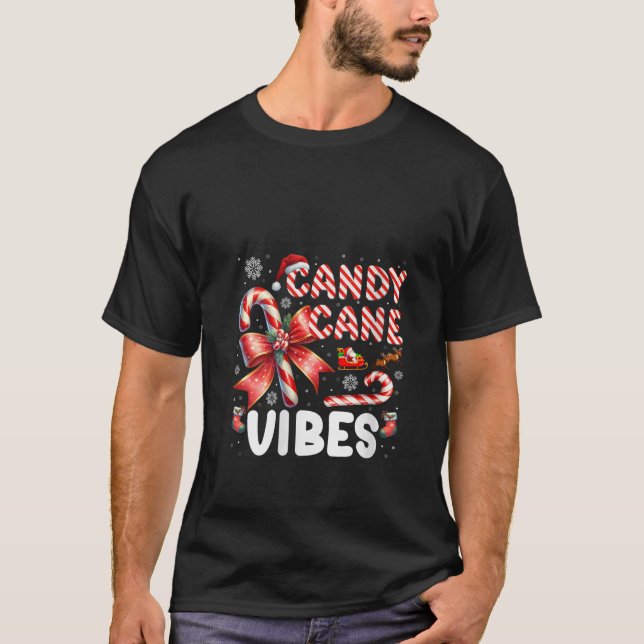 Camiseta Womens Candy Cane Vibes Funny Christmas Candy Love (Anverso)