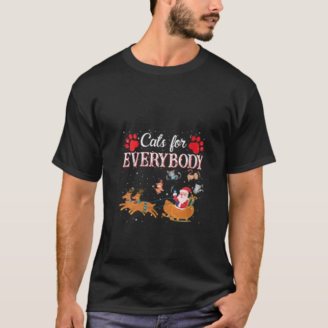 Camiseta Womens Cats For Everybody Funny Christmas Cat Love (Anverso)