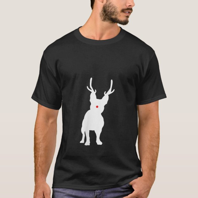 Camiseta Womens Christmas French Bulldog Reindeer Frenchie  (Anverso)