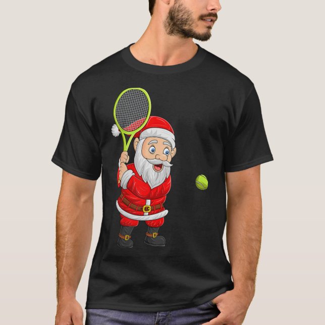 Camiseta Womens Christmas Santa Playing Tennis Xmas Funny S (Anverso)