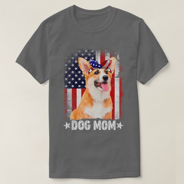 Camiseta Womens Classic Corgi Dog Mom Usa Flag Mother's Day (Diseño del anverso)