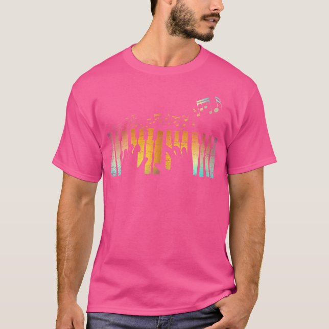 Camiseta Womens Colorful Musical Instrument Pianist Keyboar (Anverso)