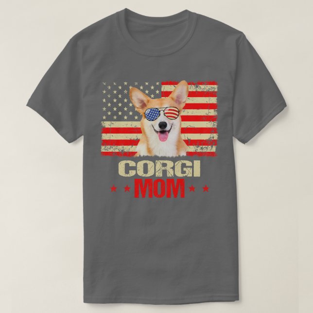 Camiseta Womens Corgi Mom Usa Flag Dog Lover Mothers Day176 (Diseño del anverso)