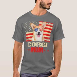 Camiseta Womens Corgi Mom Usa Flag Dog Lover Mothers Day176
