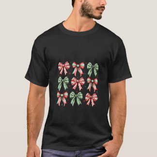 Camiseta Womens Cute Candy Cane Coquette Bows Candy Lovers 