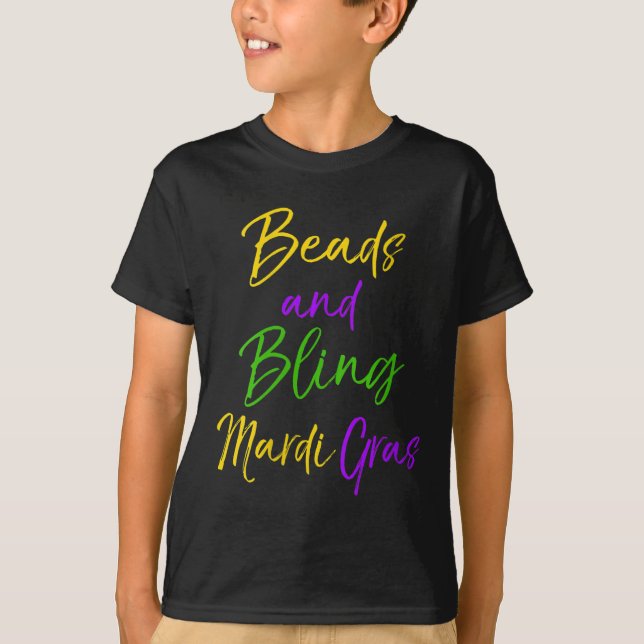 Camiseta Womens Cute Mardi Gras Party Quote Gift Beads And  (Anverso)