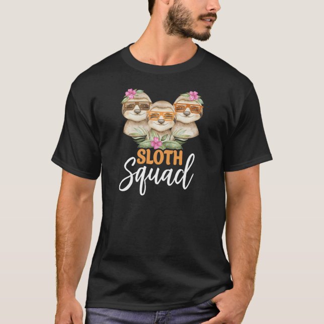 Camiseta Womens Cute Sloth Squad  Retro 80s Style Matching  (Anverso)