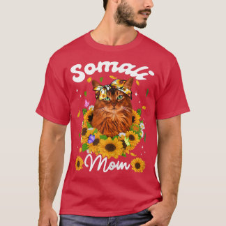 Camiseta Womens Cute Somali Cat Mom Sunflower Mothers Day 