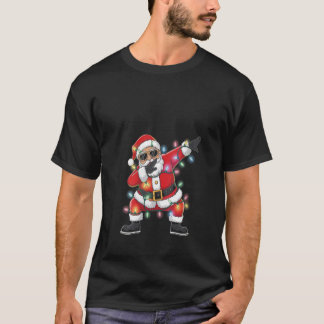 Camiseta Womens Dabbing Santa Xmas Lights Girls Boys Kids C