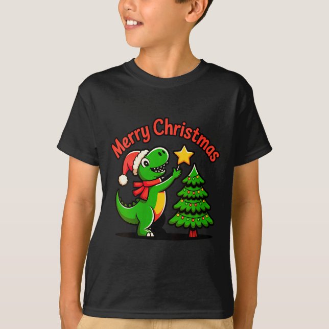 Camiseta Womens Dinosaur Christmas Merry Christmas T-rex De (Anverso)