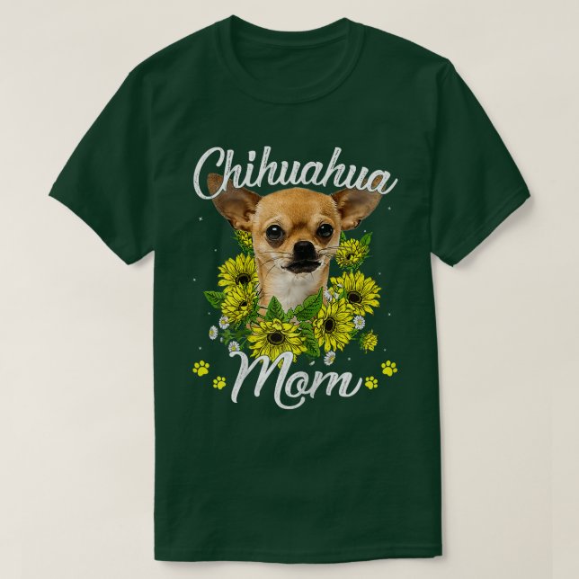 Camiseta Womens Dog Mom Mother's Day Gifts Sunflower Chihua (Diseño del anverso)