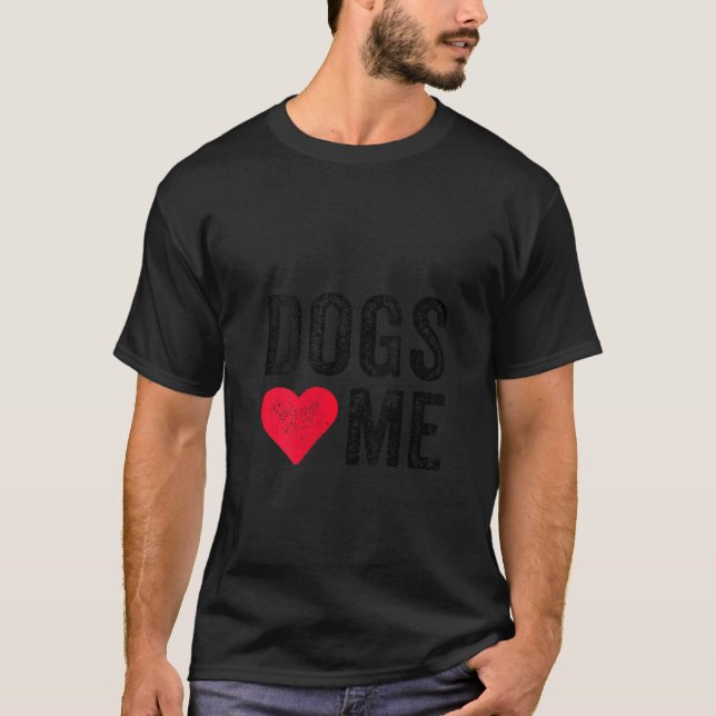 Camiseta Womens Dogs Love Me Heart Pet Owner Dog Dad Mom Pu (Anverso)