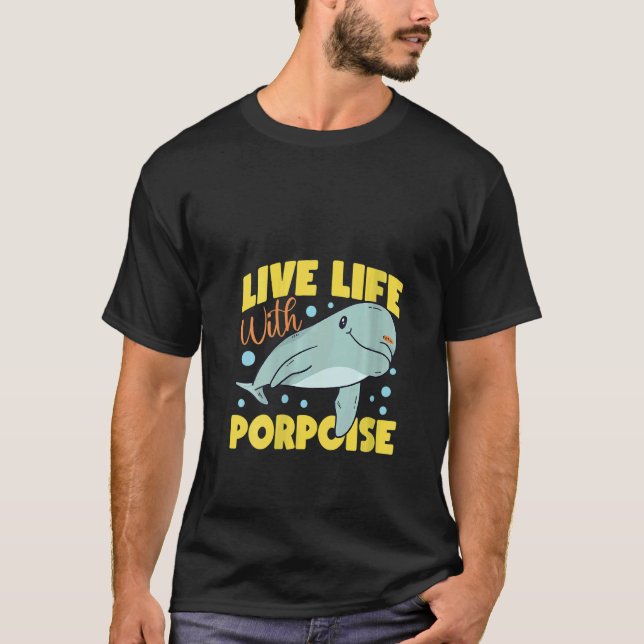 Camiseta Womens Dolphin Live Life With Porpoise V Neck (Anverso)