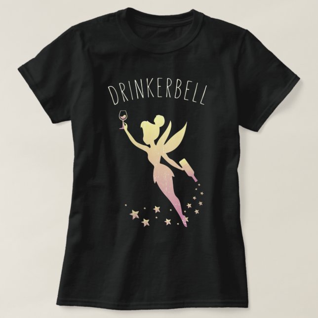 Camiseta Womens Drinkerbell Fairy Stars Cute Wine (Diseño del anverso)