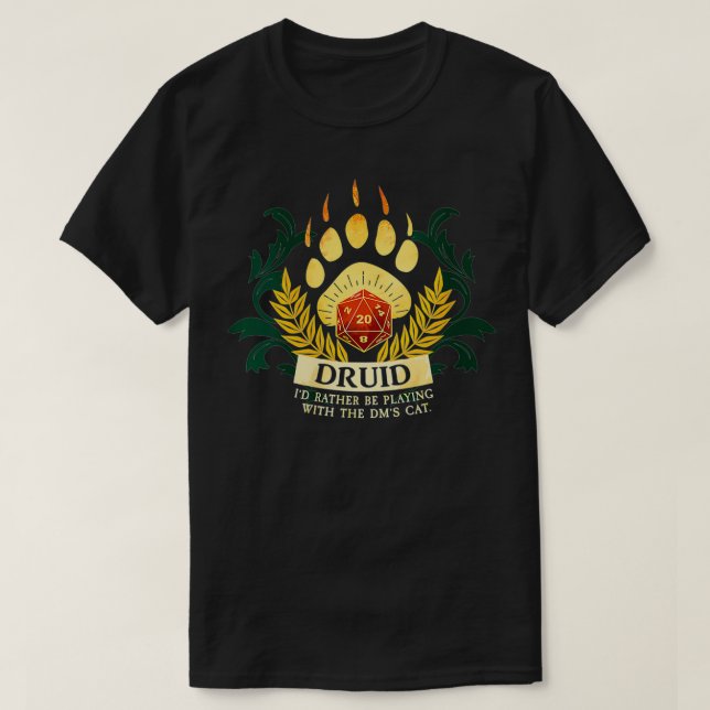 Camiseta Womens Druid Clase D20 Tabletop Dungeons RPG Drago (Diseño del anverso)