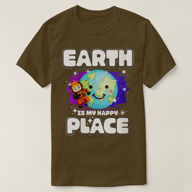 Camiseta Womens Earth is my Happy Place VNeck (Diseño del anverso)
