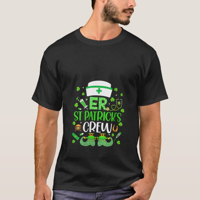 Camiseta Womens ER Nurse St Patrick s Day Crew Emergency Ro (Anverso)