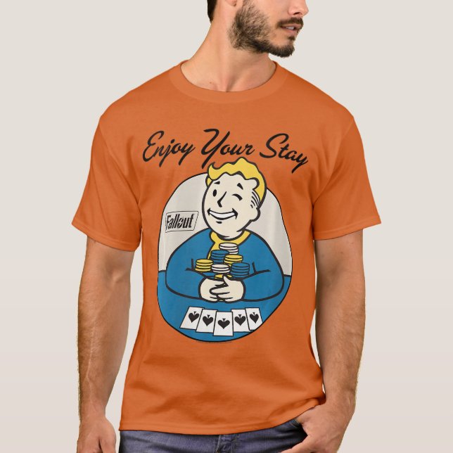 Camiseta Womens Fallout Video Game Vault Boy Poker Enjoy Yo (Anverso)
