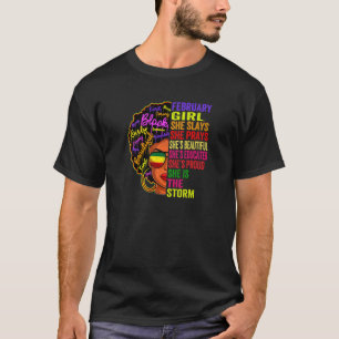 Camiseta Womens February Girl Slays Pray Afro Black History